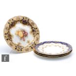 A Royal Worcester comport decorated by Seabright with a hand painted spray of gooseberries and