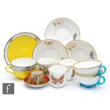 A collection of assorted teawares comprising three later 20th Century Royal Worcester Butterflies