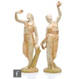 A pair of Royal Worcester James Hadley shape 116 figures representing Liberty and Captivity,