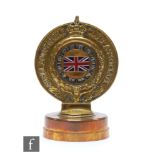 A Royal Automobile Club Association brass car mascot No B1051, enamelled Union Jack to the front and