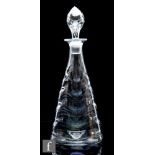 A 1930s Thomas Webb & Co clear crystal glass Art Deco decanter of conical form with an internal