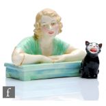 A 1930s Royal Doulton Art Deco bust titled Gladys HN1740, printed mark, length 17cm, together with a