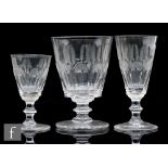 A set of three early 19th Century Irish drinking glasses to comprise red, white and port, each