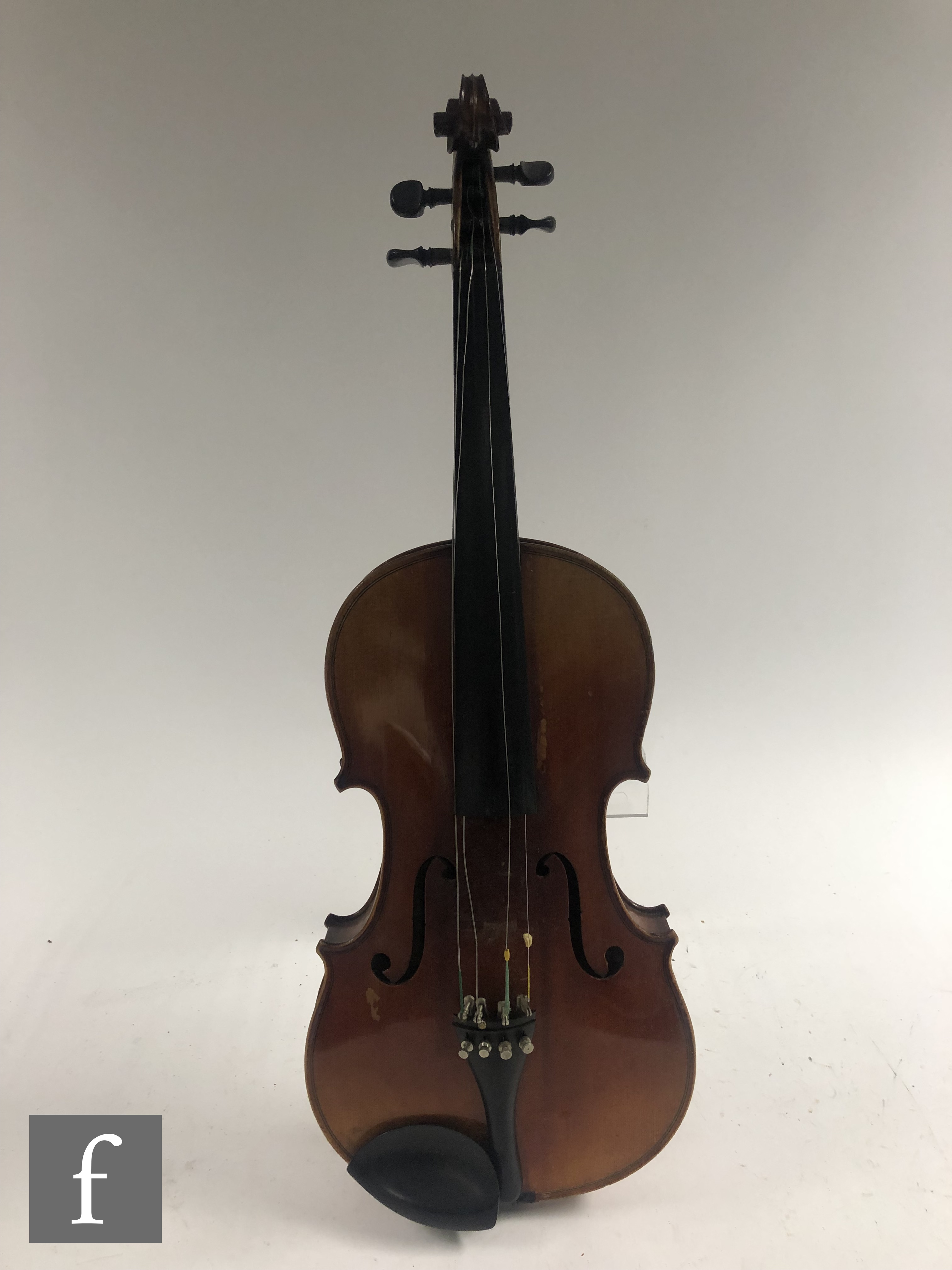 A 20th Century violin labelled JTL Vitouse, length 36cm, with two bows, cased. - Image 2 of 10