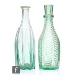 A 19th Century carafe of slender bottle form decorated with panels of cut drapery below a facet