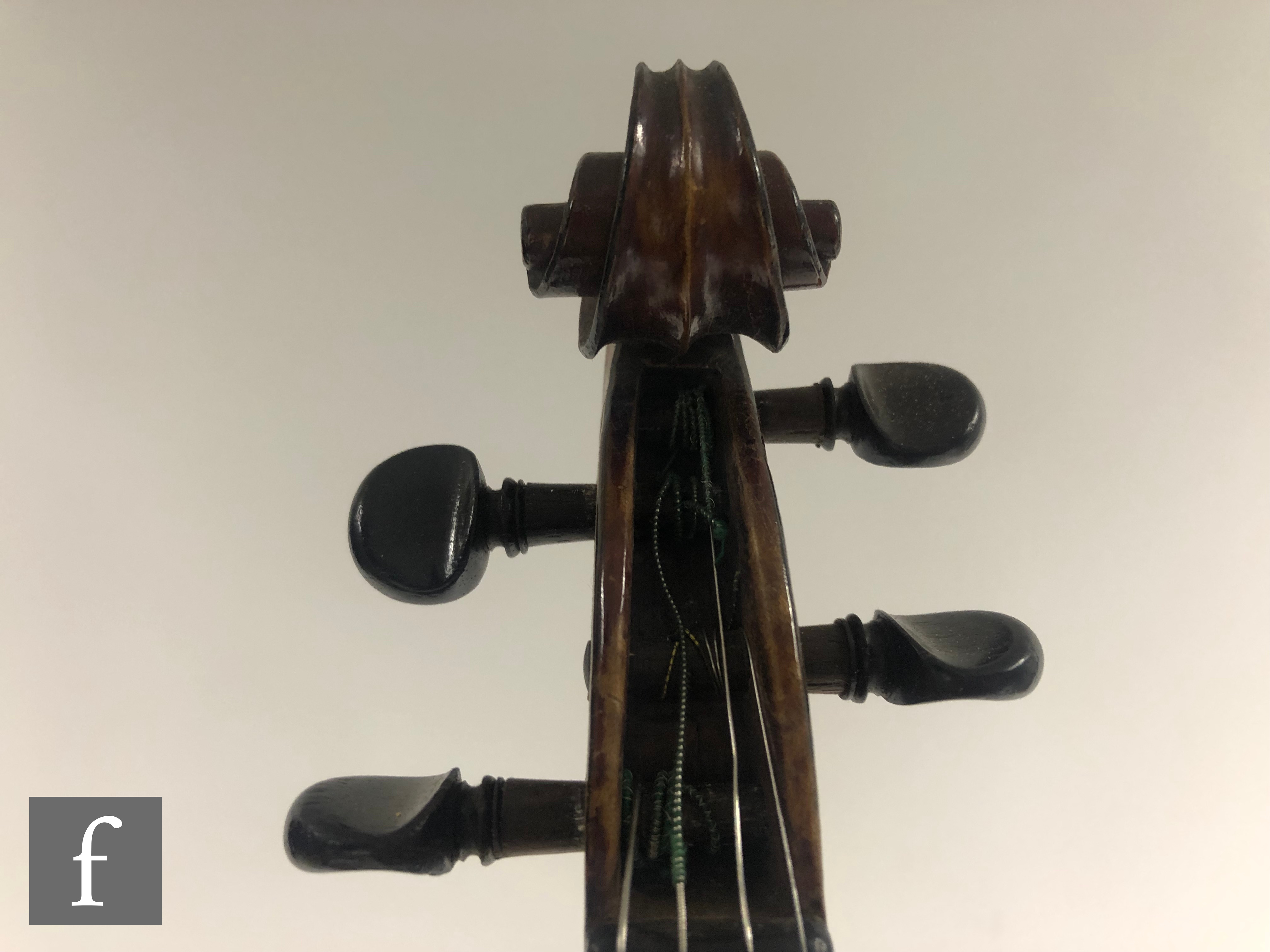 A 20th Century violin labelled JTL Vitouse, length 36cm, with two bows, cased. - Image 3 of 10