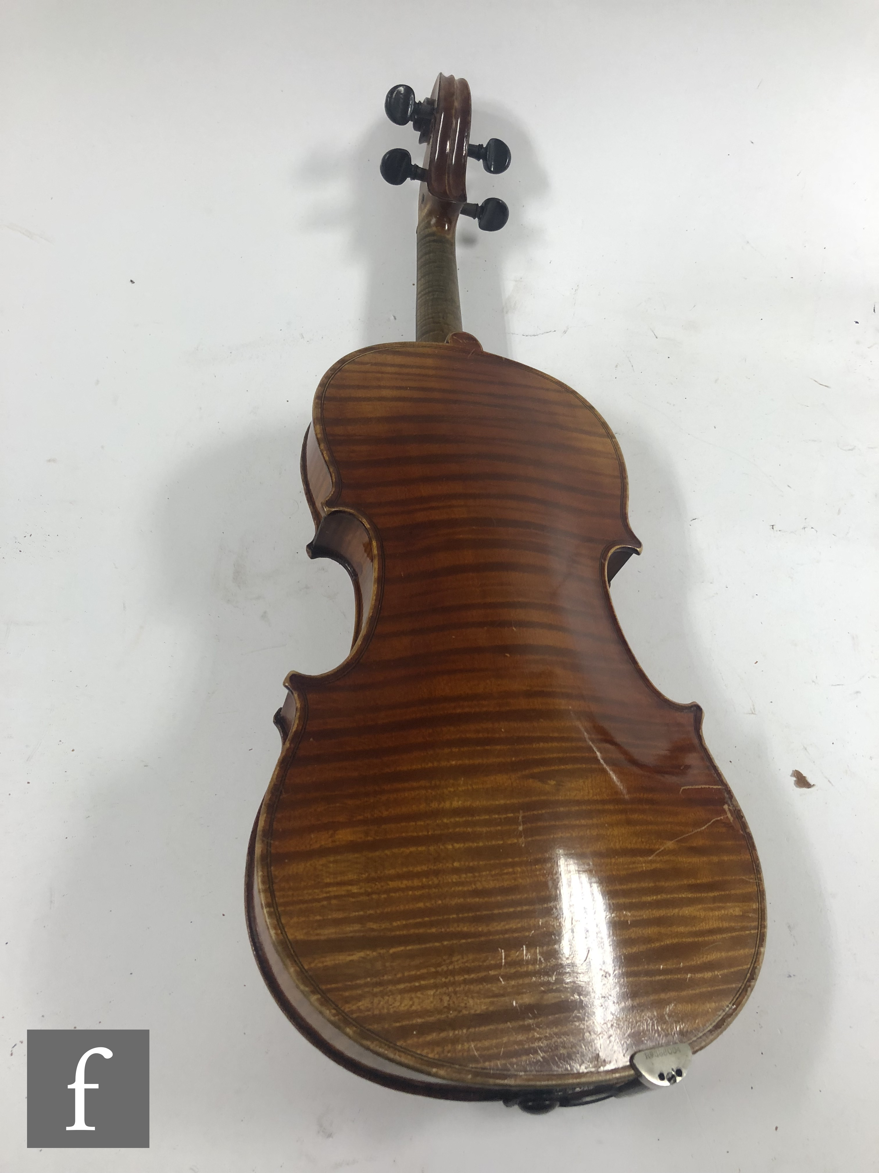 A 20th Century violin labelled JTL Vitouse, length 36cm, with two bows, cased. - Image 5 of 10