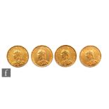 Four Victoria jubilee head full sovereigns dated 1888, 1889, 1891 and 1900. (4)