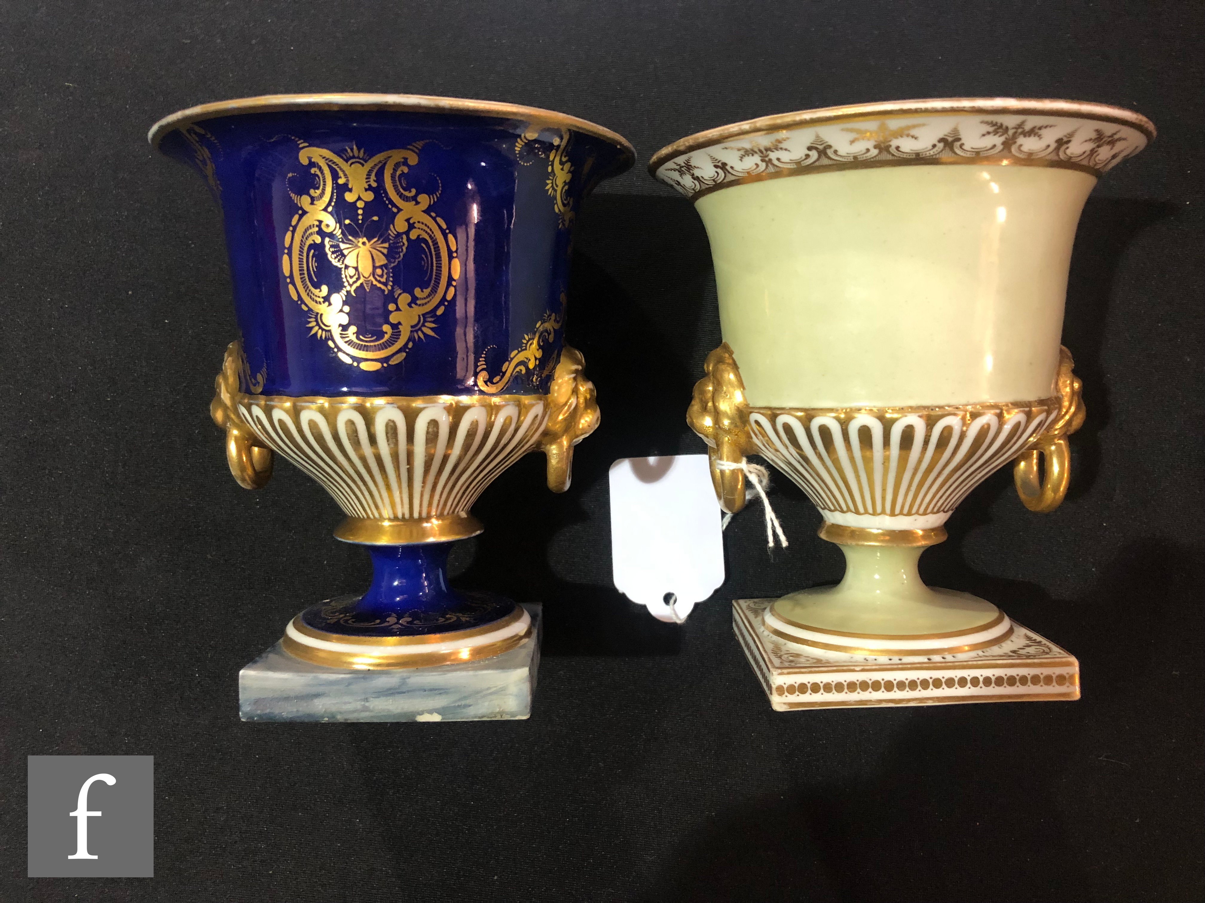 Two 19th Century Chamberlain Worcester pedestal urn vases, the first decorated with a hand painted - Image 4 of 6