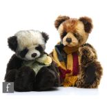 Two Charlie Bears panda bears, CB094064 Ade, blonde and brown plush, height 43cm, with bag, and