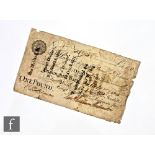 A Birmingham one pound banknote 1805, cashier's signature in ink.