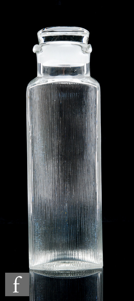 A 1960s Swedish glass decanter, designed by Kjell Blomberg for Gullaskruf, circa 1965, of triangular