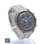 A gentleman's stainless steel limited edition Omega Speedmaster chronograph Michael Schumacher