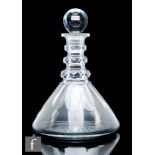 An early 20th Century glass decanter, circa 1920, in the Regency manner, fluted upper body below