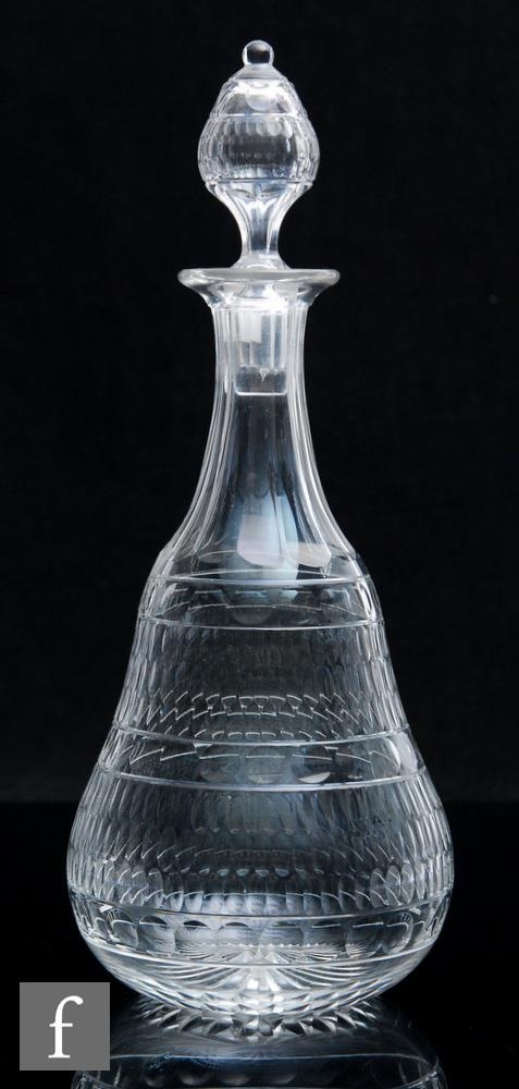 A late 19th Century Whitefriars Roman Cutting glass decanter designed by Harry Powell, circa 1894,