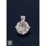 A 18ct white gold diamond solitaire pendant, brilliant cut stone, weight 3.20ct colour, I/J, clarity