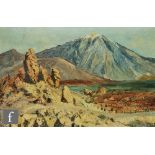 ENGLISH SCHOOL, CIRCA 1950 - A view of Mount Teide, Tenerife, oil on canvas, signed with initials