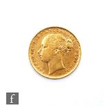 A Victoria bun head, Melbourne Mint full sovereign dated 1878.