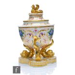 A 19th Century Barr Flight and Barr Worcester pedestal vase and cover, the bowl decorated with