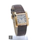 An 18ct Cartier Tank Francaise 1840 model automatic wristwatch, Roman numerals and date facility