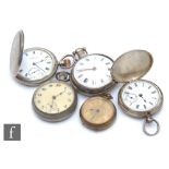 A Georgian hallmarked silver pair cased pocket watch, Roman numerals to white enamelled dial,