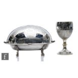 A hallmarked silver goblet, circular spread foot below beaded knop and part fluted bowl, weight