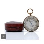 A late 19th Century cased pocket barometer with silvered dial and gilt metal case, Lennie & Thomson,