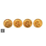 Four Edward VII full sovereigns dated 1907.