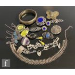 A small parcel lot of assorted silver and other jewellery to include a bangle, brooches, pendants,