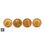 Four Victoria jubilee head full sovereigns dated 1890, 1891 x 2, and 1892. (4)