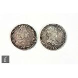 A French Louis XIV silver ecu, dated 1691, and a Spanish eight reales, 1813. (2)