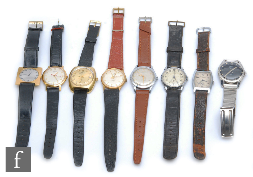 Eight assorted gentleman's wristwatches to include Cyma, Oris, Thomas Russell and other examples,