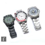 Three gentleman's stainless steel Bulova precisionist quartz wristwatches, model numbers 98B167,