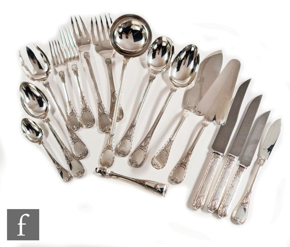 A French silver canteen of Cardeilhac Brienne pattern cutlery for ten place settings