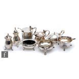 A parcel lot of hallmarked silver condiments to include three mustard pots, three open salts and two
