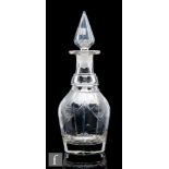 A 19th Century glass decanter, circa 1845-50, of bludgeon form, with merise neck ring, the body with