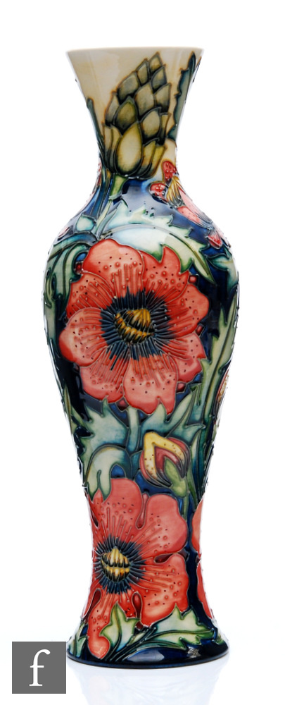 A Moorcroft Pottery vase decorated in the Pheasants Eye pattern designed by Shirley Hayes, impressed