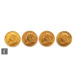 Four Victoria veil head full sovereigns dated 1900 x 3 and 1901. (4)