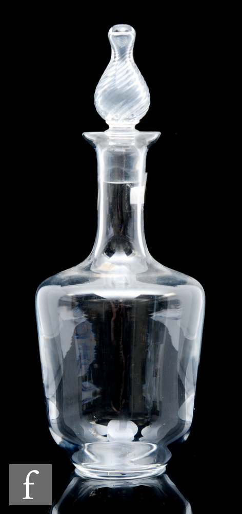 A 1960s Hadeland glass decanter, designed by Willy Johansson circa 1965, clear crystal body, with