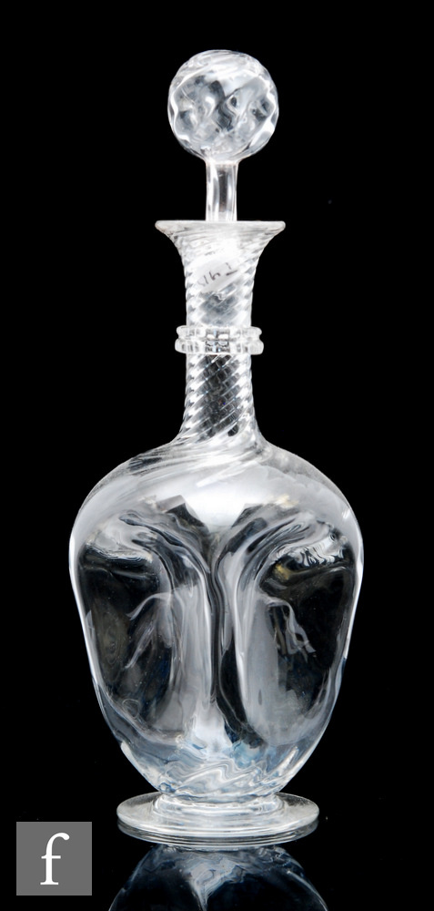 An Art Nouveau Stourbridge glass decanter, circa 1900, probably Stuart and Sons, of footed form, the