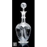 An Art Nouveau Stourbridge glass decanter, circa 1900, probably Stuart and Sons, of footed form, the