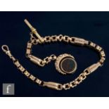 An early 20th Century 9ct rose gold fancy link single Albert chain, weight 54.5g, length 42cm,