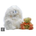 Two teddy bears, Martin Sandy, pink and green mohair, limited edition 153 of 500, and Kaycee Bears