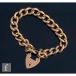 An early 20th Century 9ct rose gold open, hollow curb link bracelet, weight 16.8g, terminating in