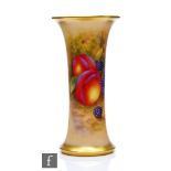 A Royal Worcester Fallen Fruits shape G923 vase panel decorated with hand painted peaches and