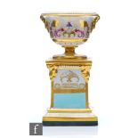 A 19th Century Barr, Flight and Barr vase affixed to a pedestal base decorated with gilt birds