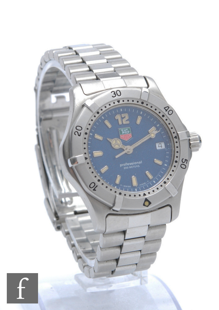 A lady's stainless steel Tag Heuer Professional  quartz wristwatch with luminous batons and date