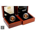 An Elizabeth II 2012 Diamond Jubilee sovereign and a 2013 sovereign, both in wooden cases with