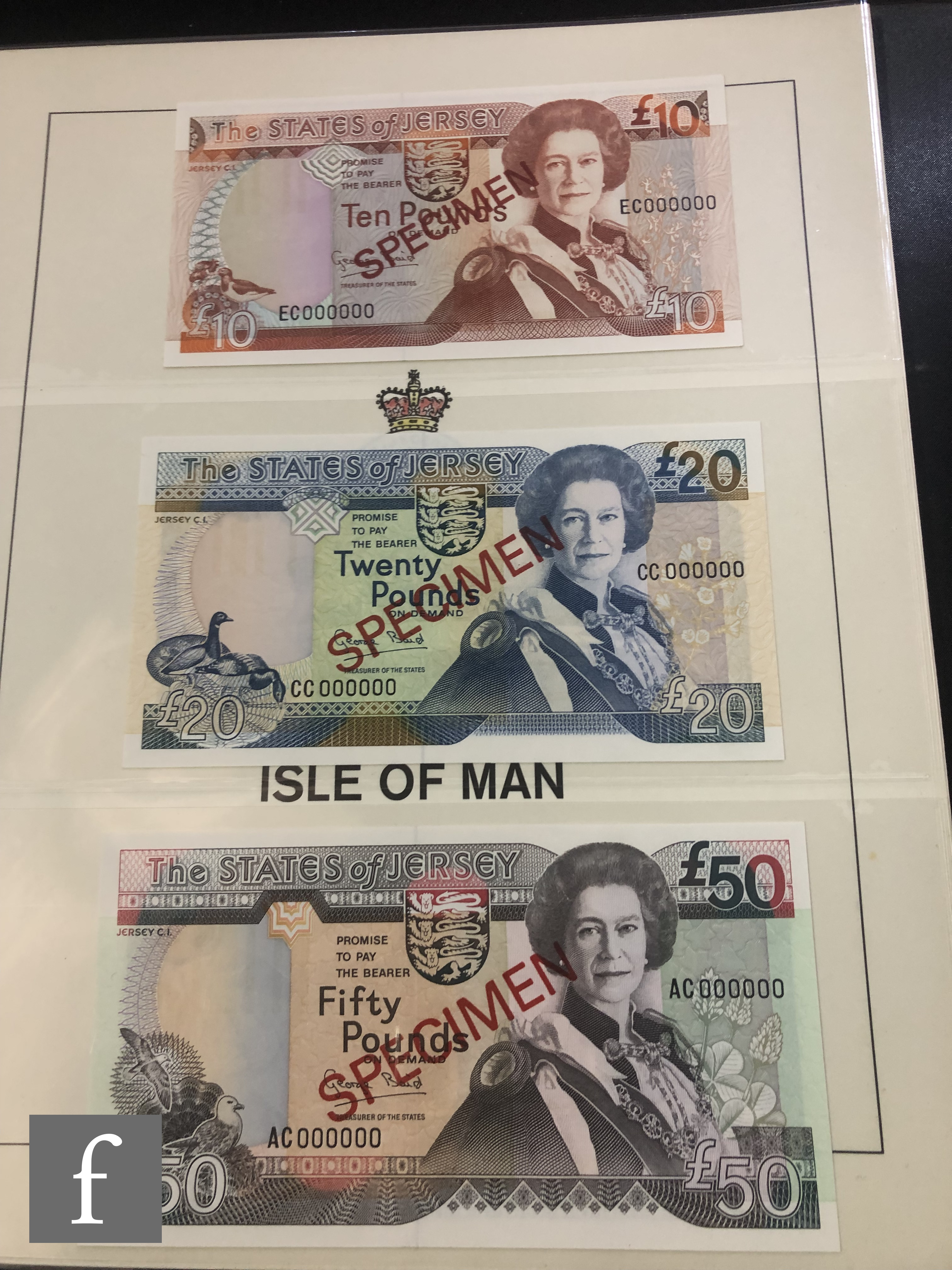 An album of Guernsey, Jersey and Isle of Man banknotes to include fifty, twenty, ten, five and one - Image 4 of 13