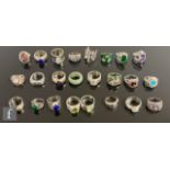 Twenty four assorted silver, white metal and other rings to include stone set and other  styles